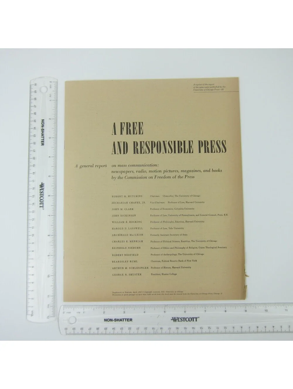 A Free & Responsible Press: A General Report on Mass Communication Vintage 1947